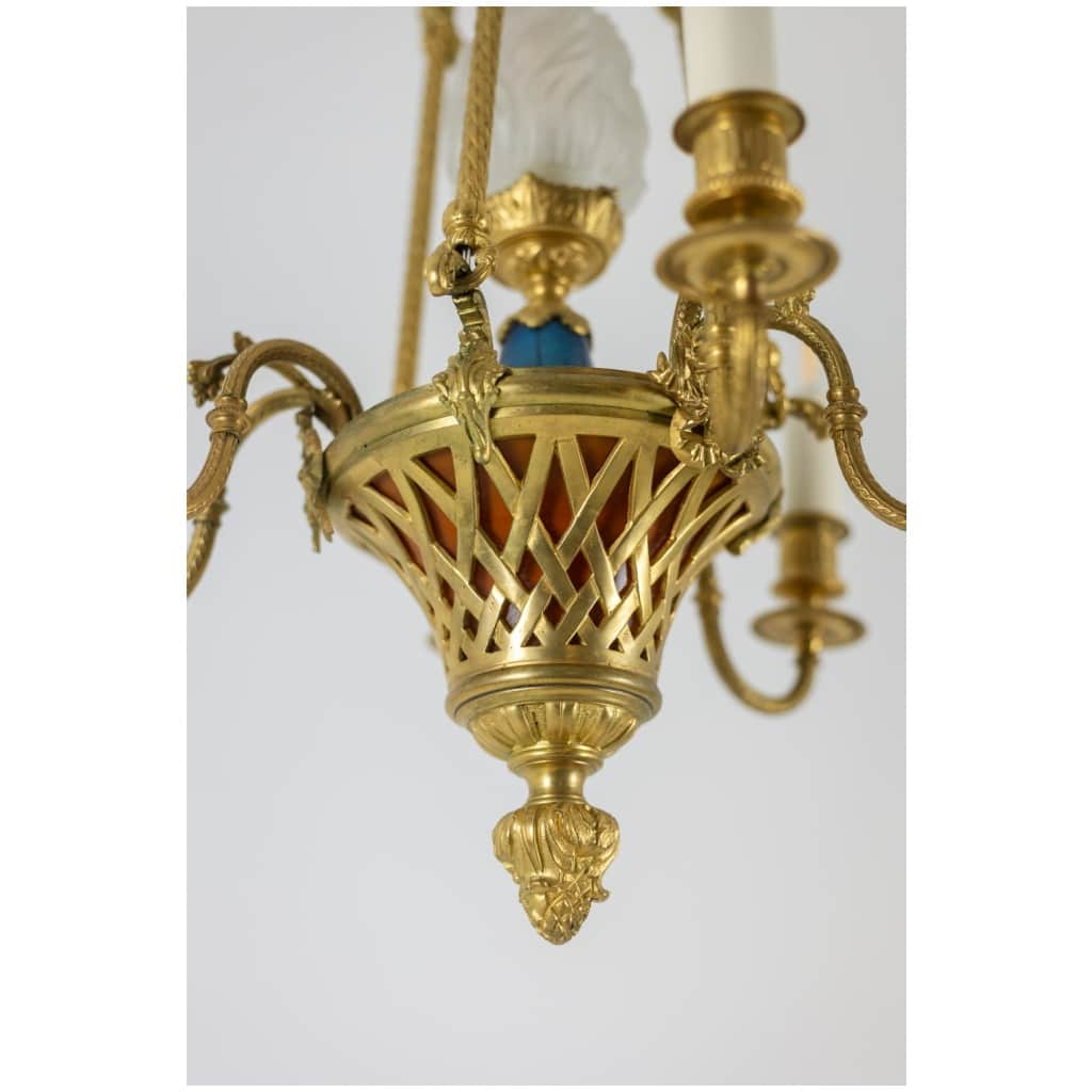 Louis style chandelier XVI in gilded bronze. Circa 1900. 15