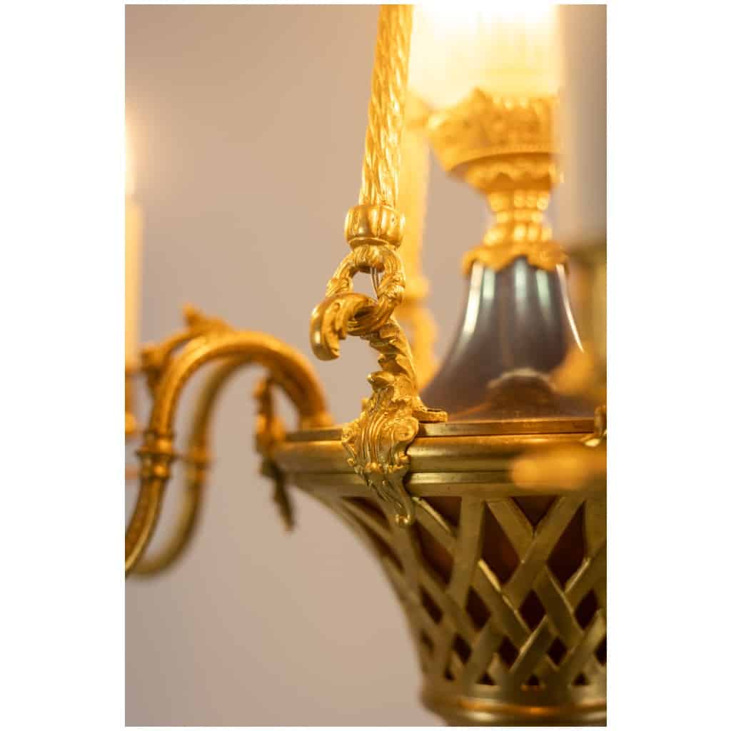 Louis style chandelier XVI in gilded bronze. Circa 1900. 14