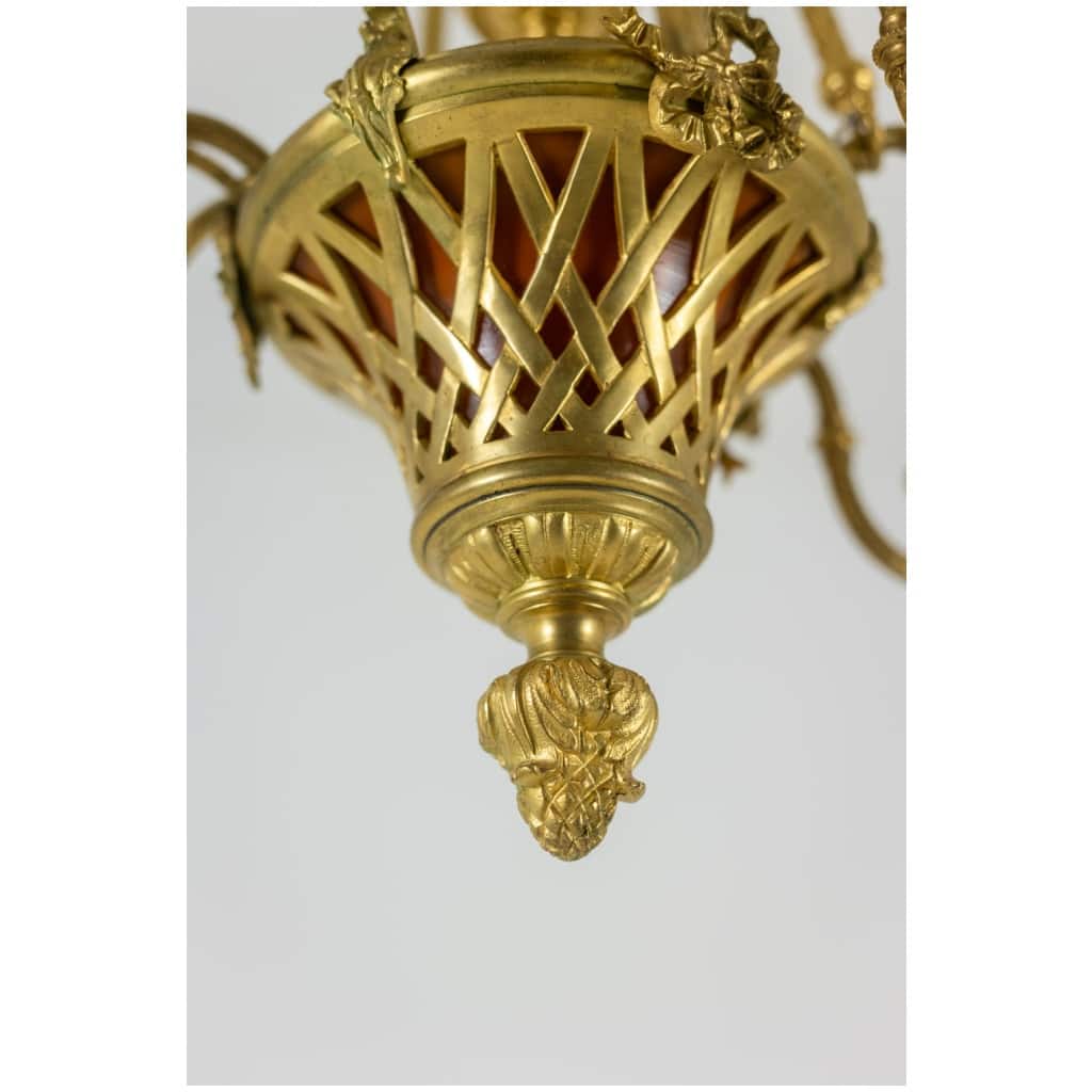 Louis style chandelier XVI in gilded bronze. Circa 1900. 13