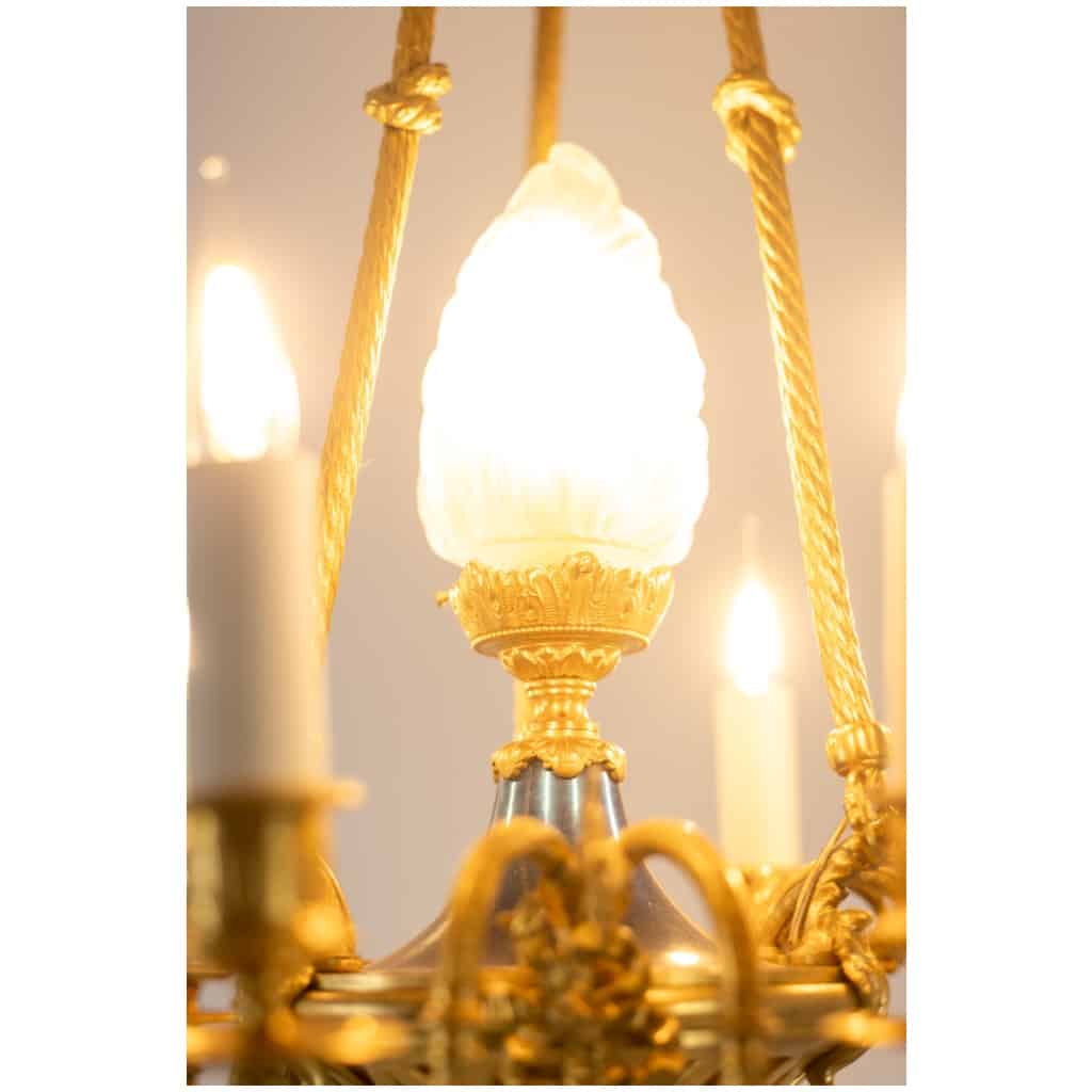 Louis style chandelier XVI in gilded bronze. Circa 1900. 4