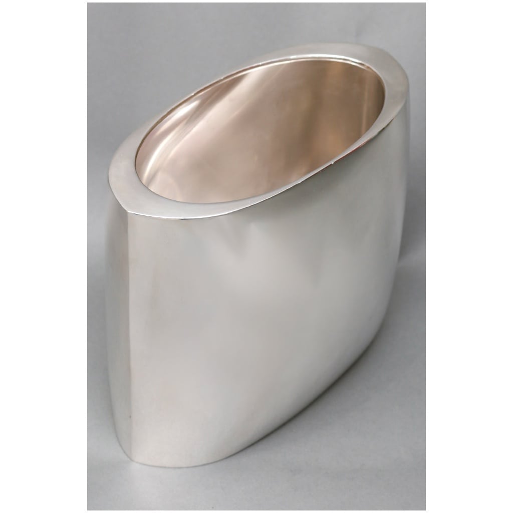 DE VECCHI – VASE/RAFRAICHISSOIR EN ARGENT MASSIF DESIGN ITALIEN 1970 9