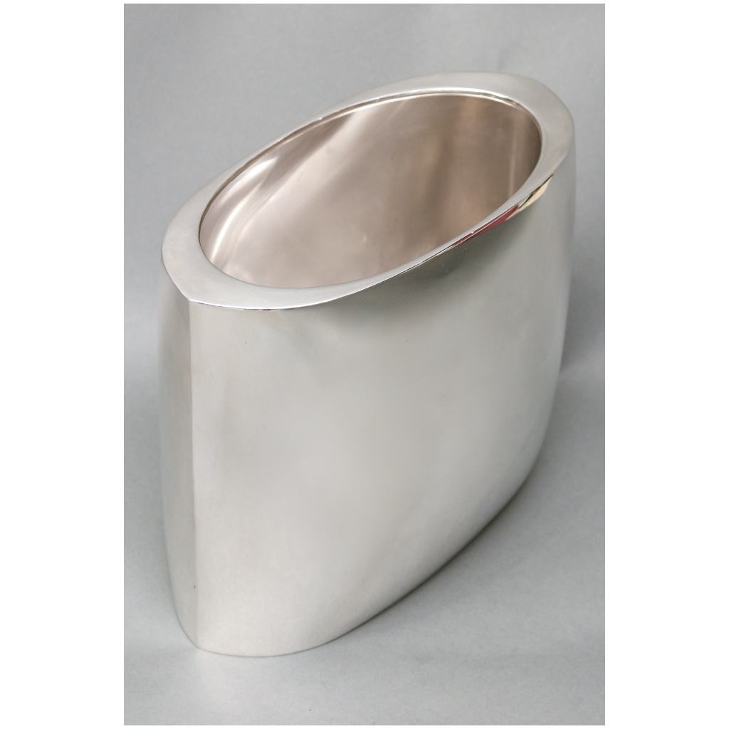 DE VECCHI – VASE/RAFRAICHISSOIR EN ARGENT MASSIF DESIGN ITALIEN 1970 11