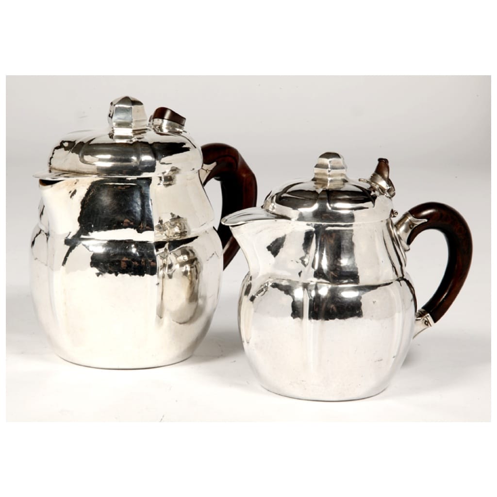 GOLDSMITH G.LECOMTE, SET OF 2 SILVER TEAPOT 3th century