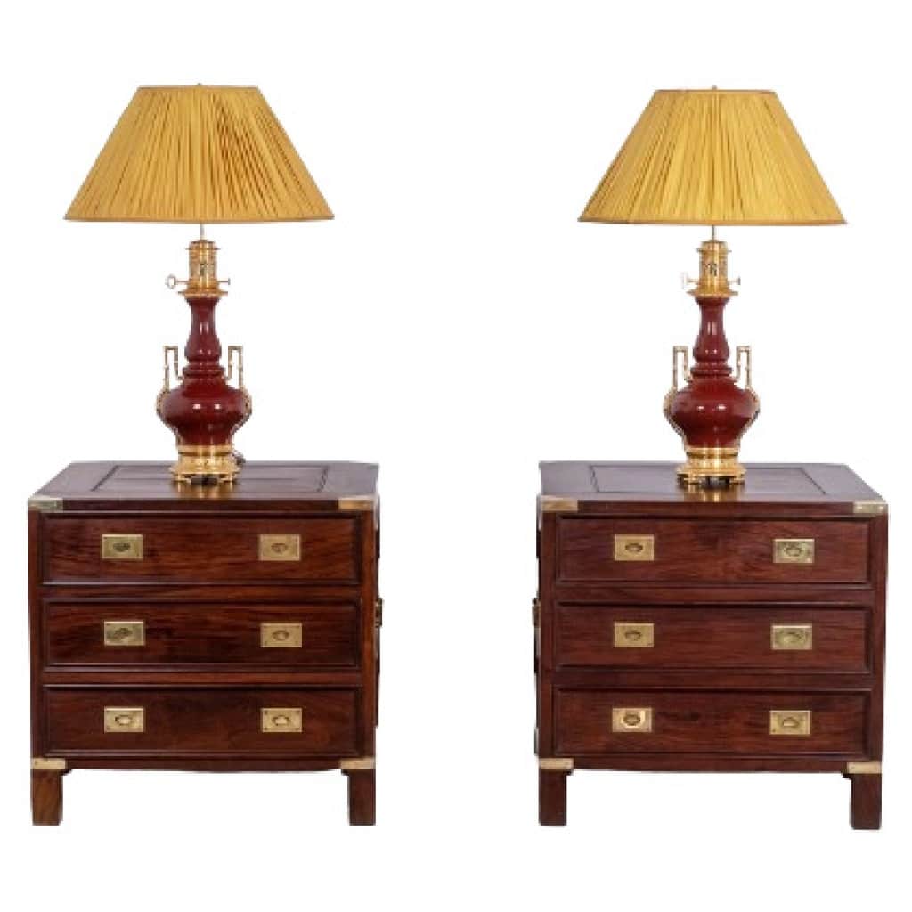 Pair of mahogany marine chests of drawers. 1950s. 16