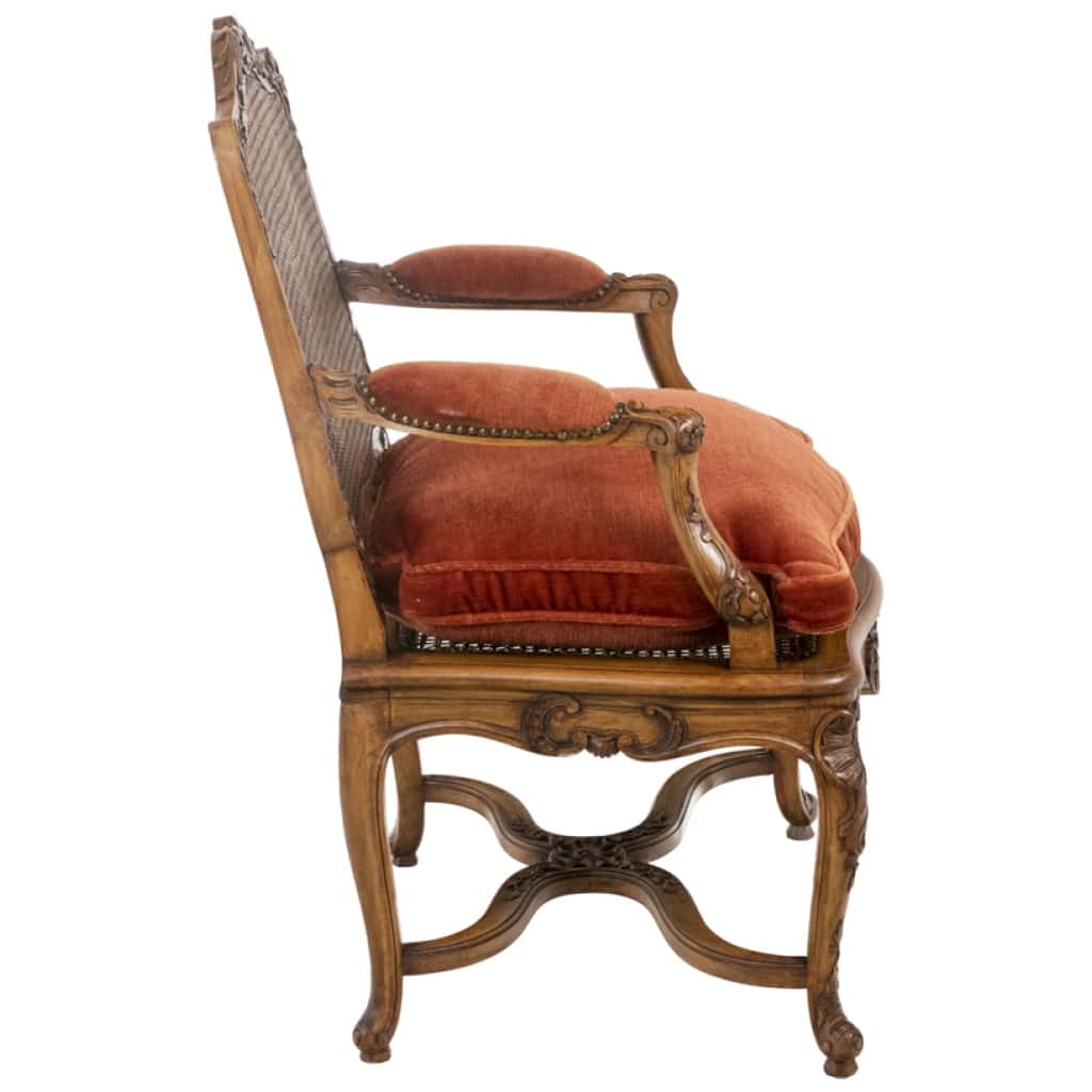 Jean Mocqué, Pair of Regency style cane armchairs, 7th century XNUMX