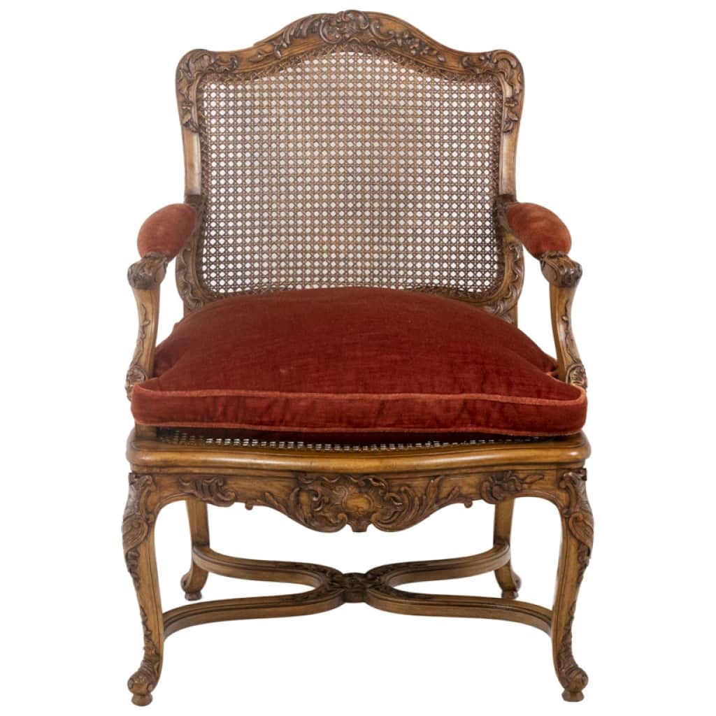 Jean Mocqué, Paire de fauteuils canné de style Régence, XXe siècle 5