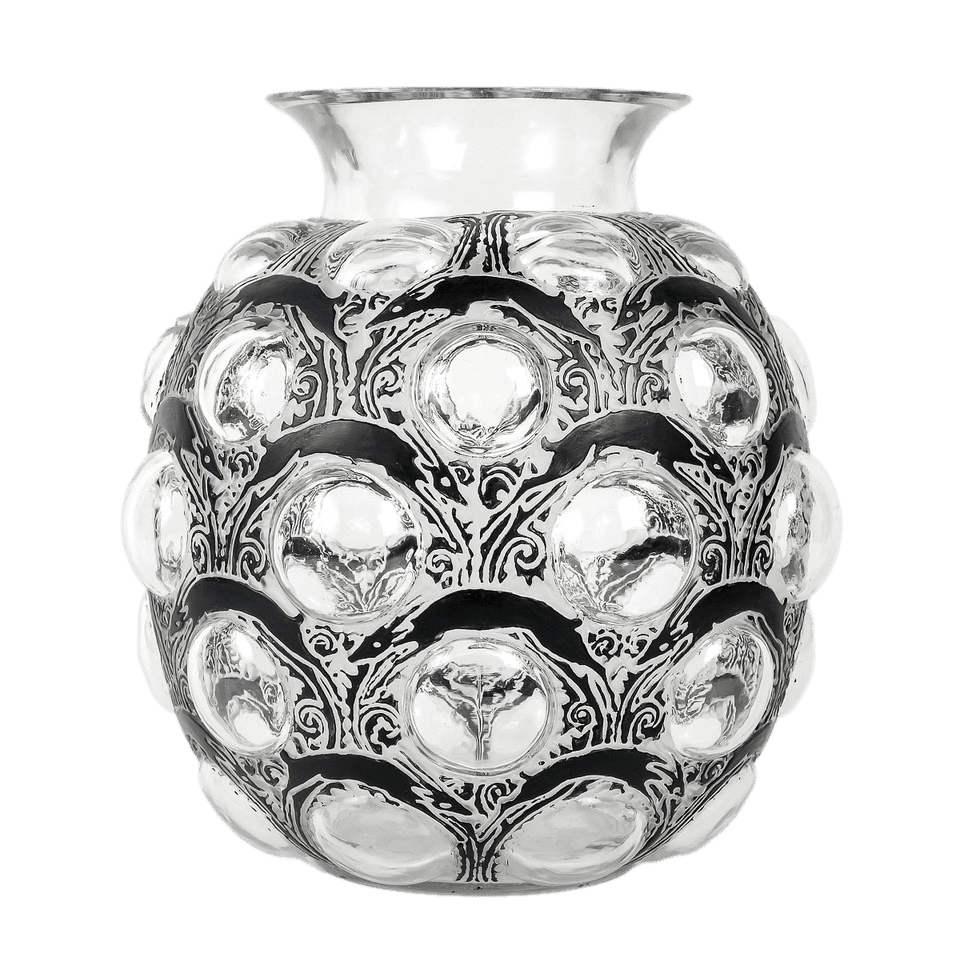 RENE LALIQUE – Vase « Antilopes » Emaillé Noir 3