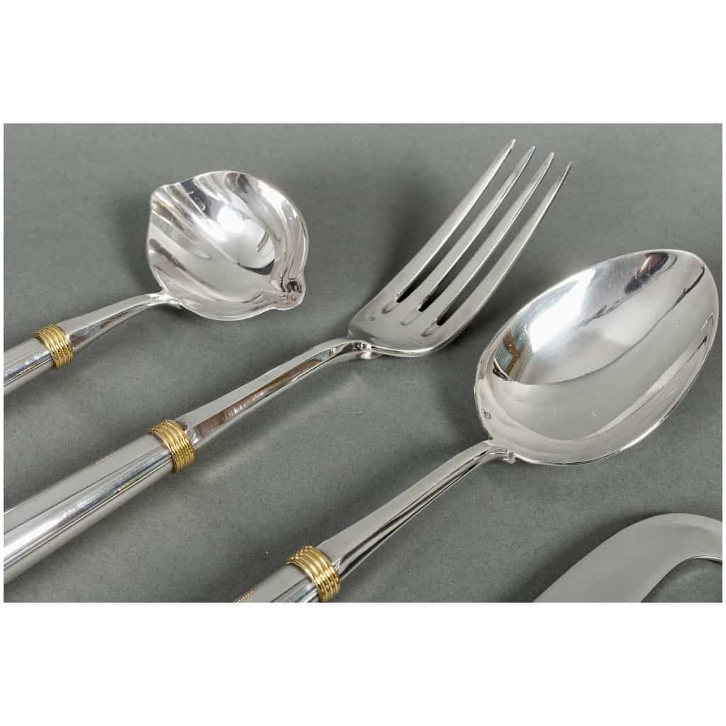 Christian Dior – Round Cutlery Alma Silver and Gold Metal – 89 Pieces 13
