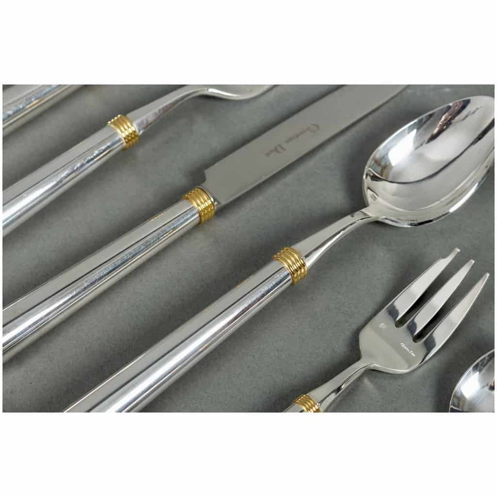 Christian Dior – Round Cutlery Alma Silver and Gold Metal – 89 Pieces 4