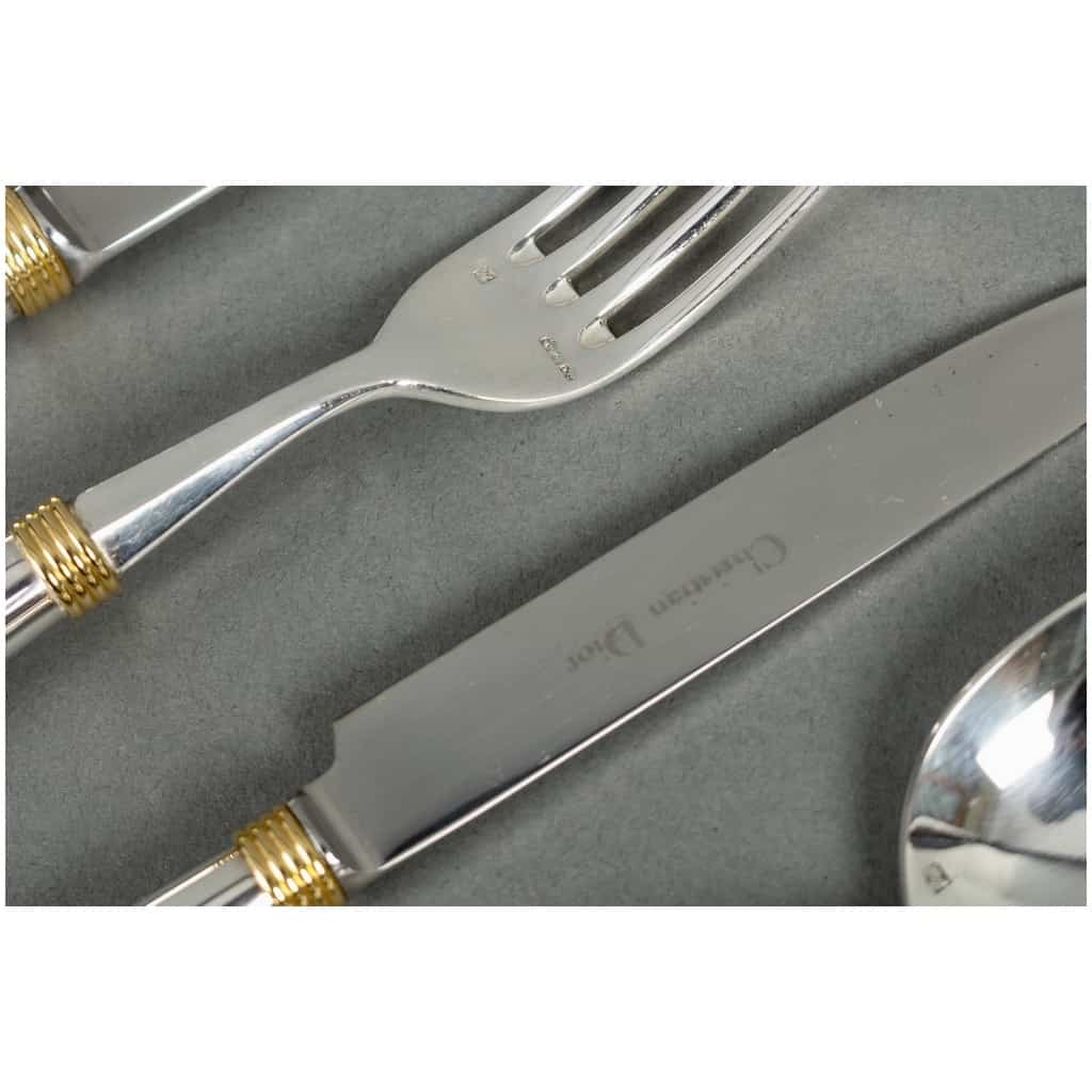 Christian Dior – Round Cutlery Alma Silver and Gold Metal – 89 Pieces 5