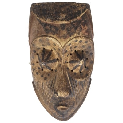 African mask “Kuba Babuka” in wood and pigments. 20th century.