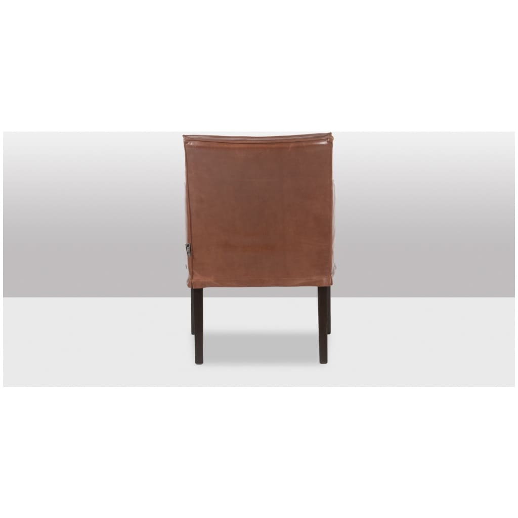 Lintello. Paire de fauteuil en cuir camel. Années 1970. 10