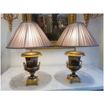 Pair Of Limoges Porcelain Lamps