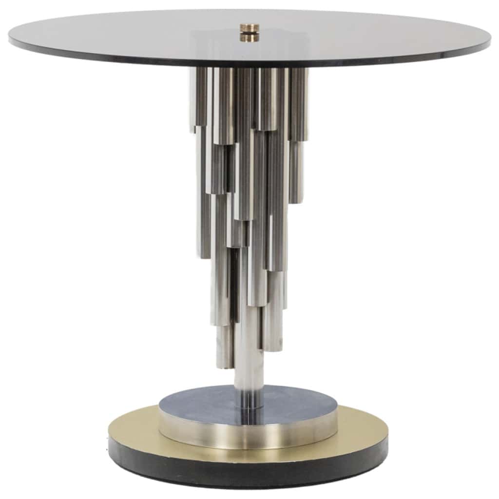 “Organ” pedestal table in chrome-plated metal. 1970s. 3