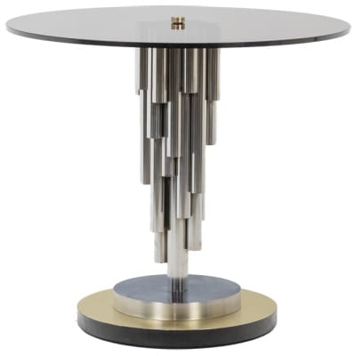 “Organ” pedestal table in chrome-plated metal. 1970s.
