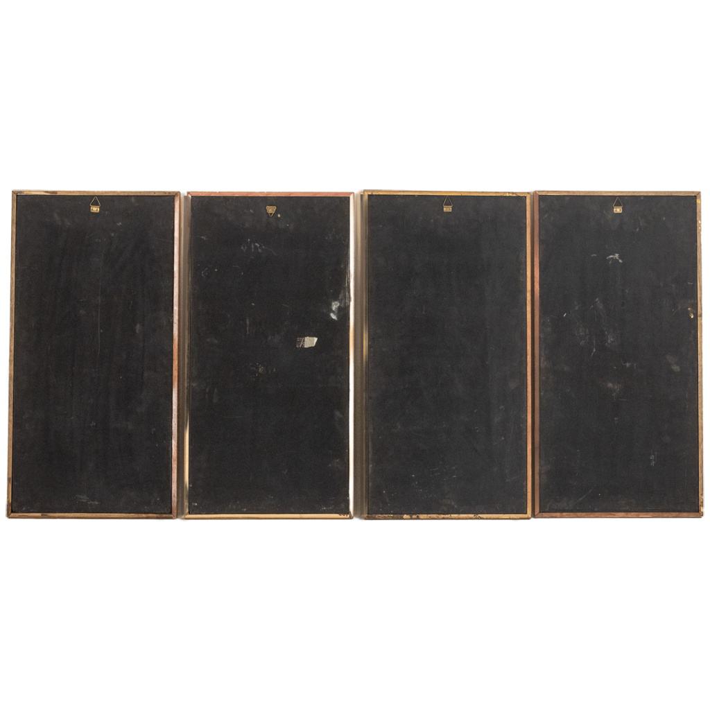 Ensemble de quatre panneaux de style asiastique en laque. Années 1950. 12
