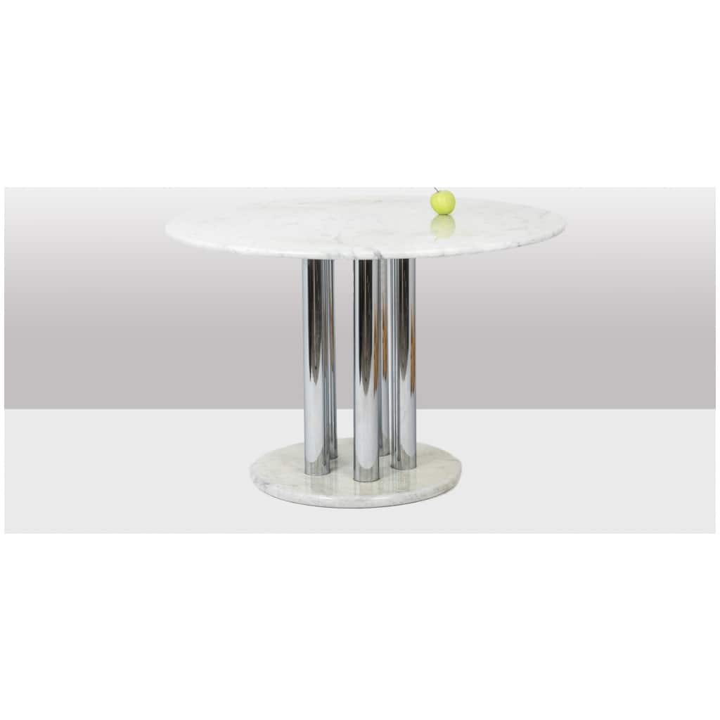 Round table in marble and chrome metal. 1970s. 6