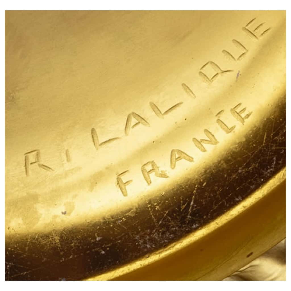R Lalique, Bacchantes Vase Tinted Yellow Amber, 1927 6
