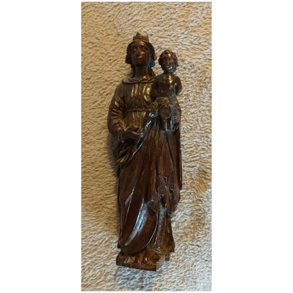 Bois sculpté Vierge à l’enfant d’époque 17ème siècle 5