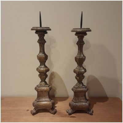 Pair Of Candlesticks, XVIIIth, Silver Wood