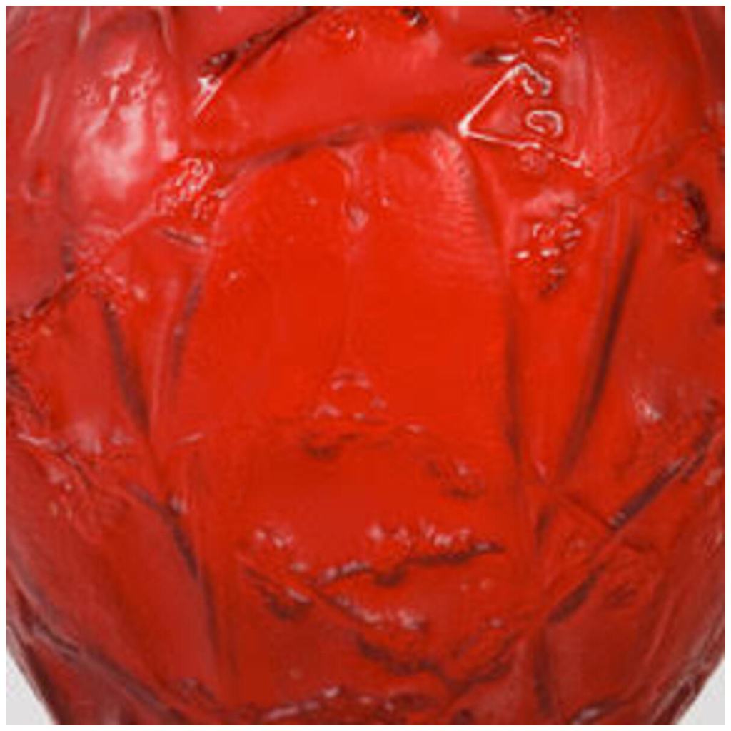 René Lalique: “Parakeets” Vase, Tinted Red 7