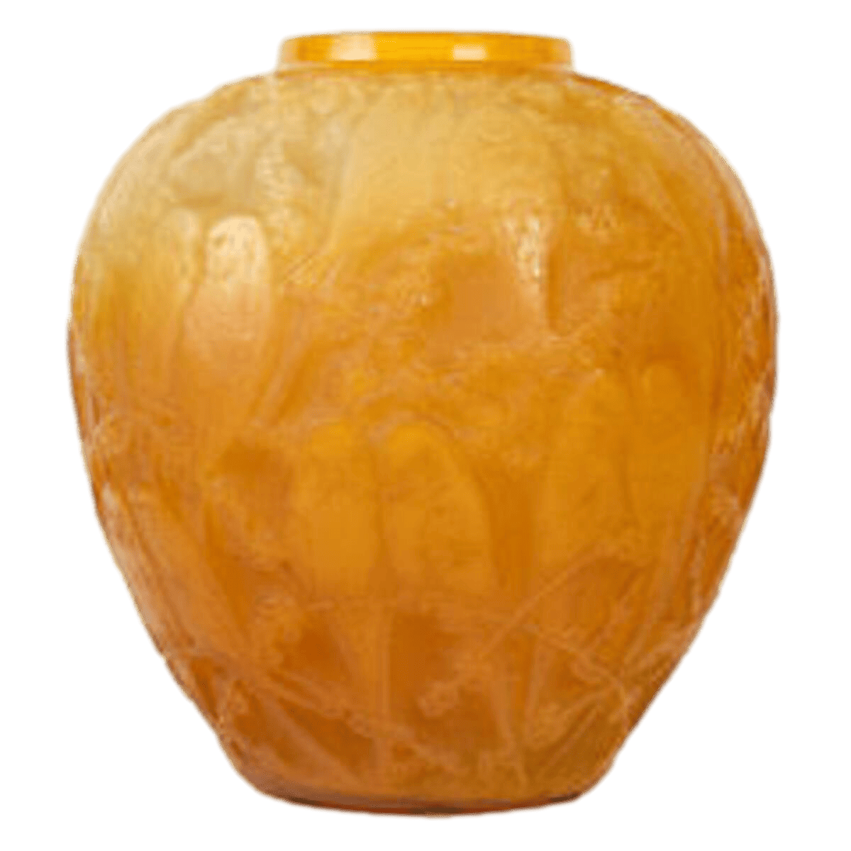 René Lalique, 1919, “Parruches” Butterscotch vase.