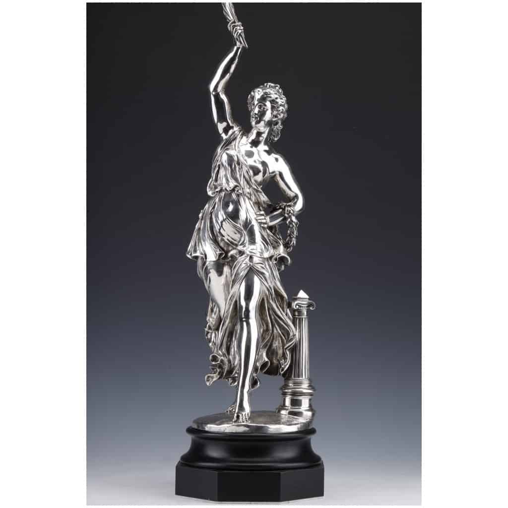 JACQUES LÉONARD MAILLET – ALLEGORICAL STATUE IN STERLING SILVER – XIXE3