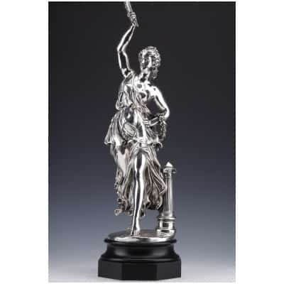 JACQUES LÉONARD MAILLET – ALLEGORICAL STATUE IN STERLING SILVER – XIXE