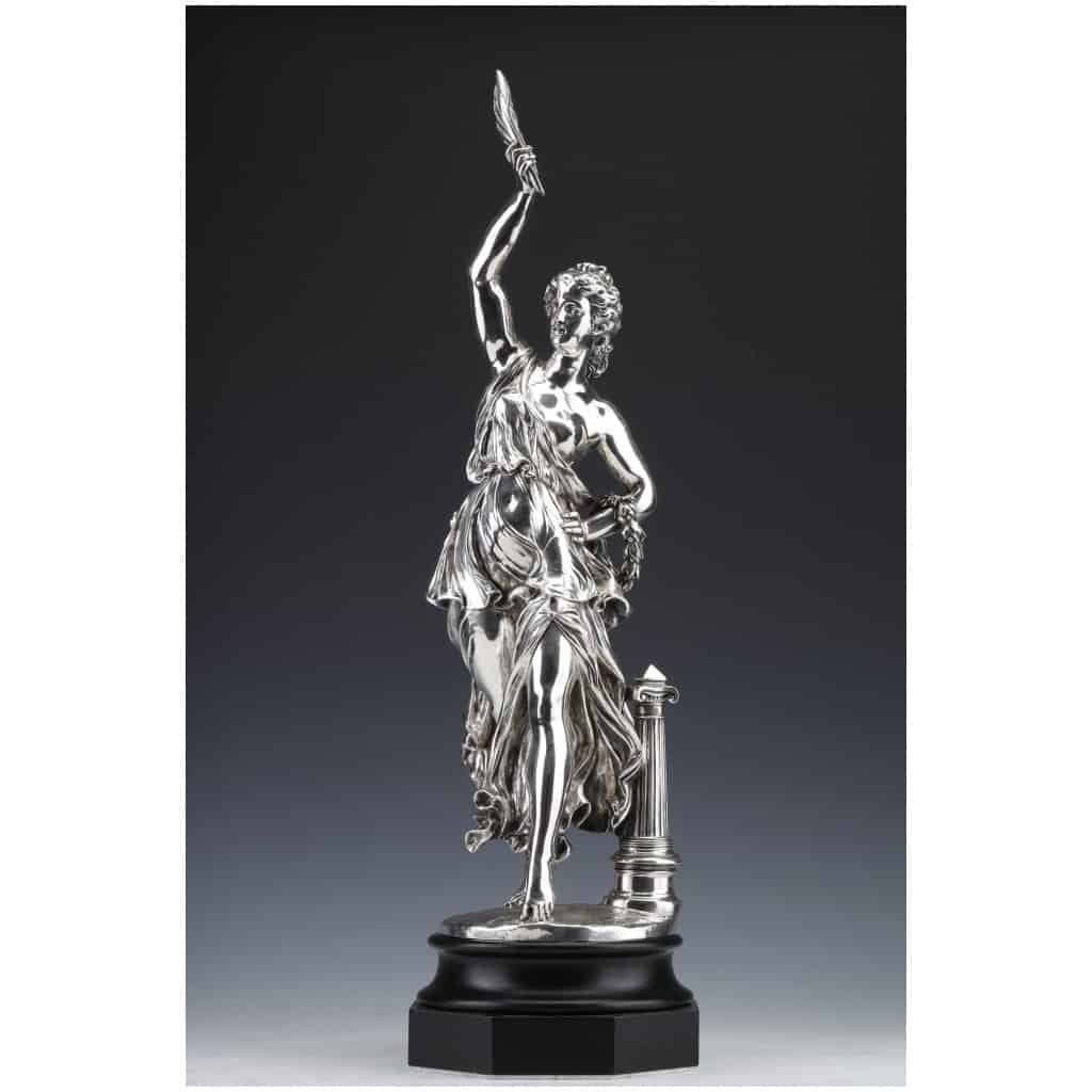 JACQUES LÉONARD MAILLET – ALLEGORICAL STATUE IN STERLING SILVER – XIXE4