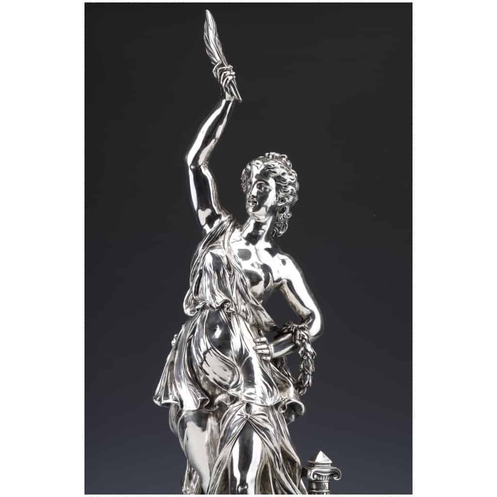 JACQUES LÉONARD MAILLET – ALLEGORICAL STATUE IN STERLING SILVER – XIXE7