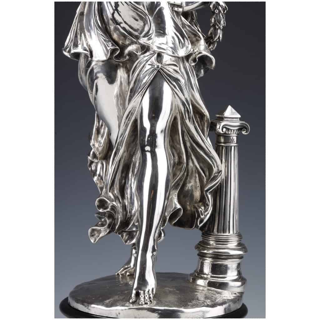 JACQUES LÉONARD MAILLET – ALLEGORICAL STATUE IN STERLING SILVER – XIXE8