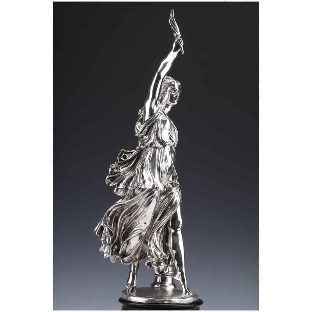 JACQUES LÉONARD MAILLET – ALLEGORICAL STATUE IN STERLING SILVER – XIXE13