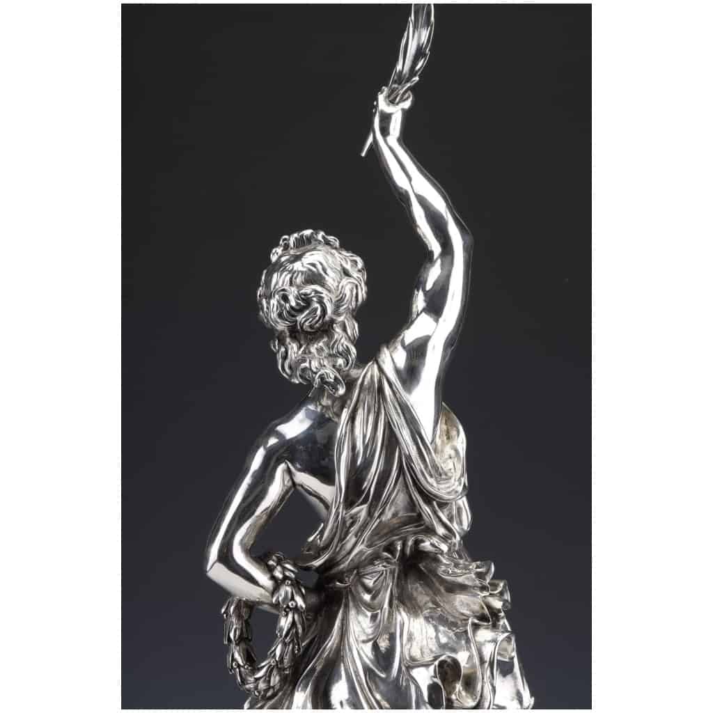 JACQUES LÉONARD MAILLET – ALLEGORICAL STATUE IN STERLING SILVER – XIXE19