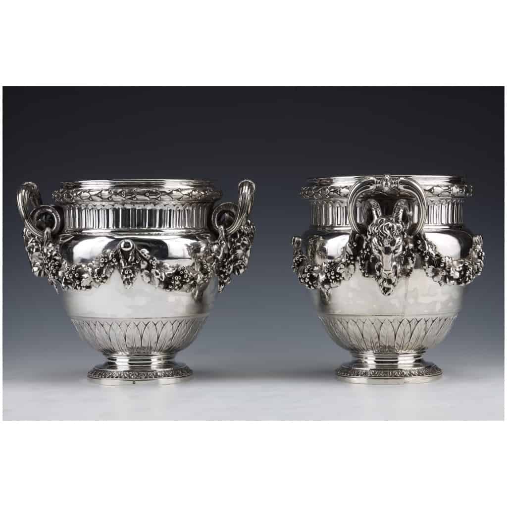 BOIN TABURET – PAIR OF LOUIS STERLING SILVER COOLERS XVI - XIXE3