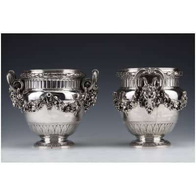 BOIN TABURET – PAIR OF LOUIS STERLING SILVER COOLERS XVI - XIXE3