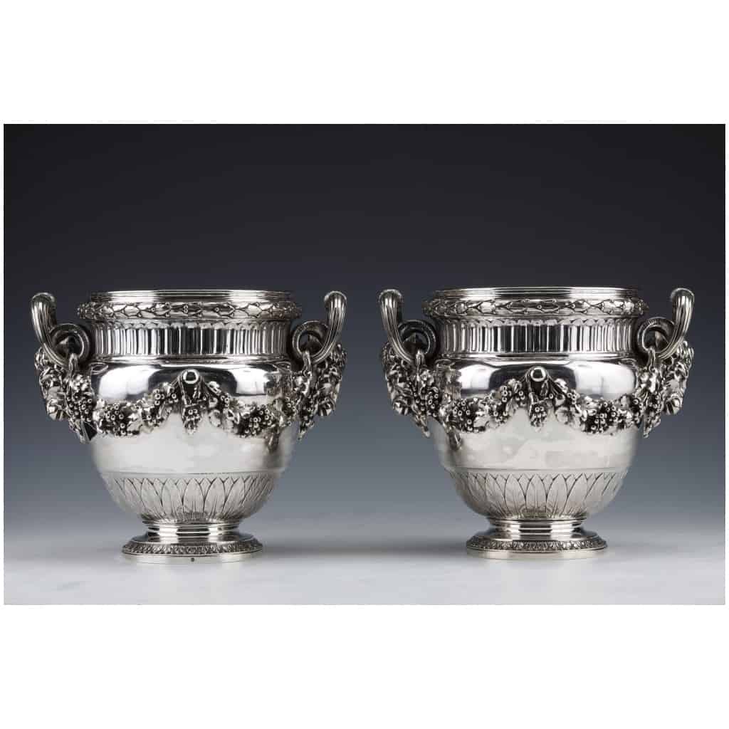 BOIN TABURET – PAIR OF LOUIS STERLING SILVER COOLERS XVI - XIXE18