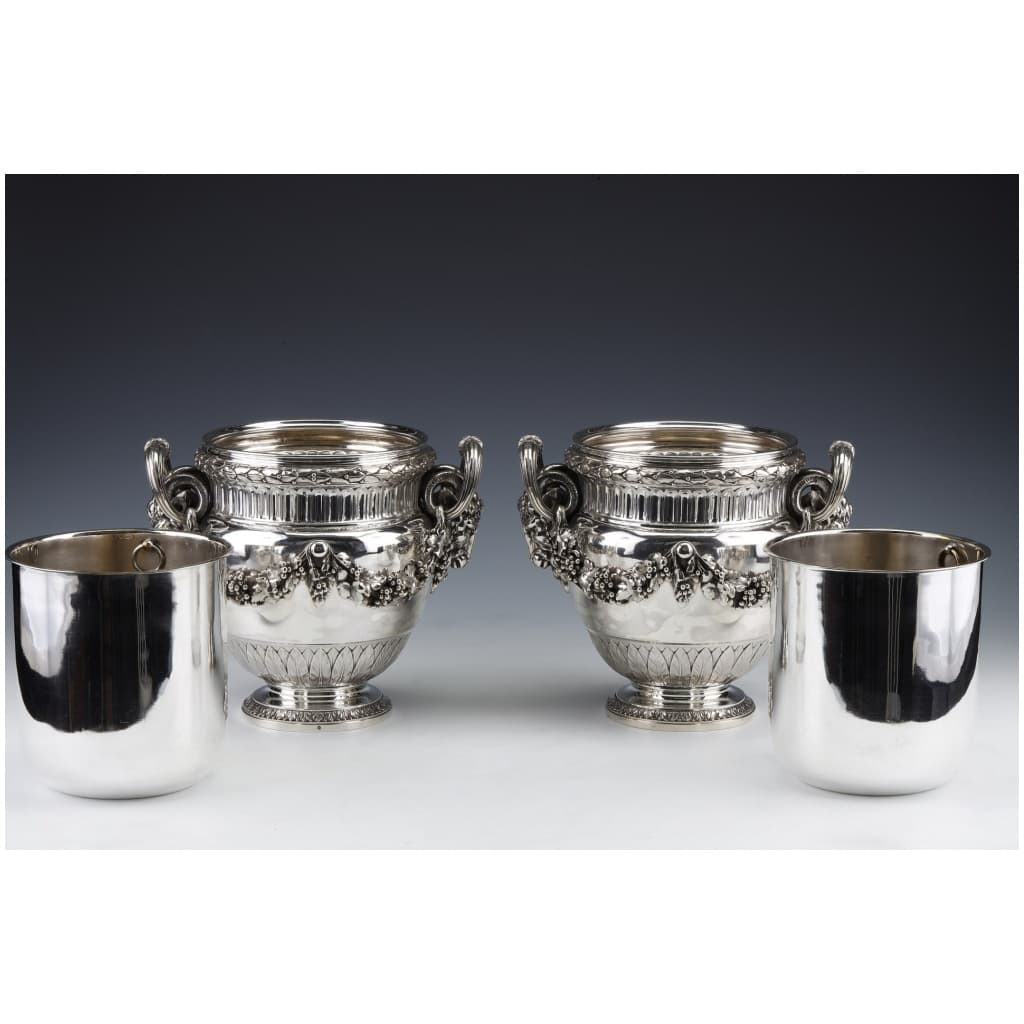 BOIN TABURET – PAIR OF LOUIS STERLING SILVER COOLERS XVI - XIXE20