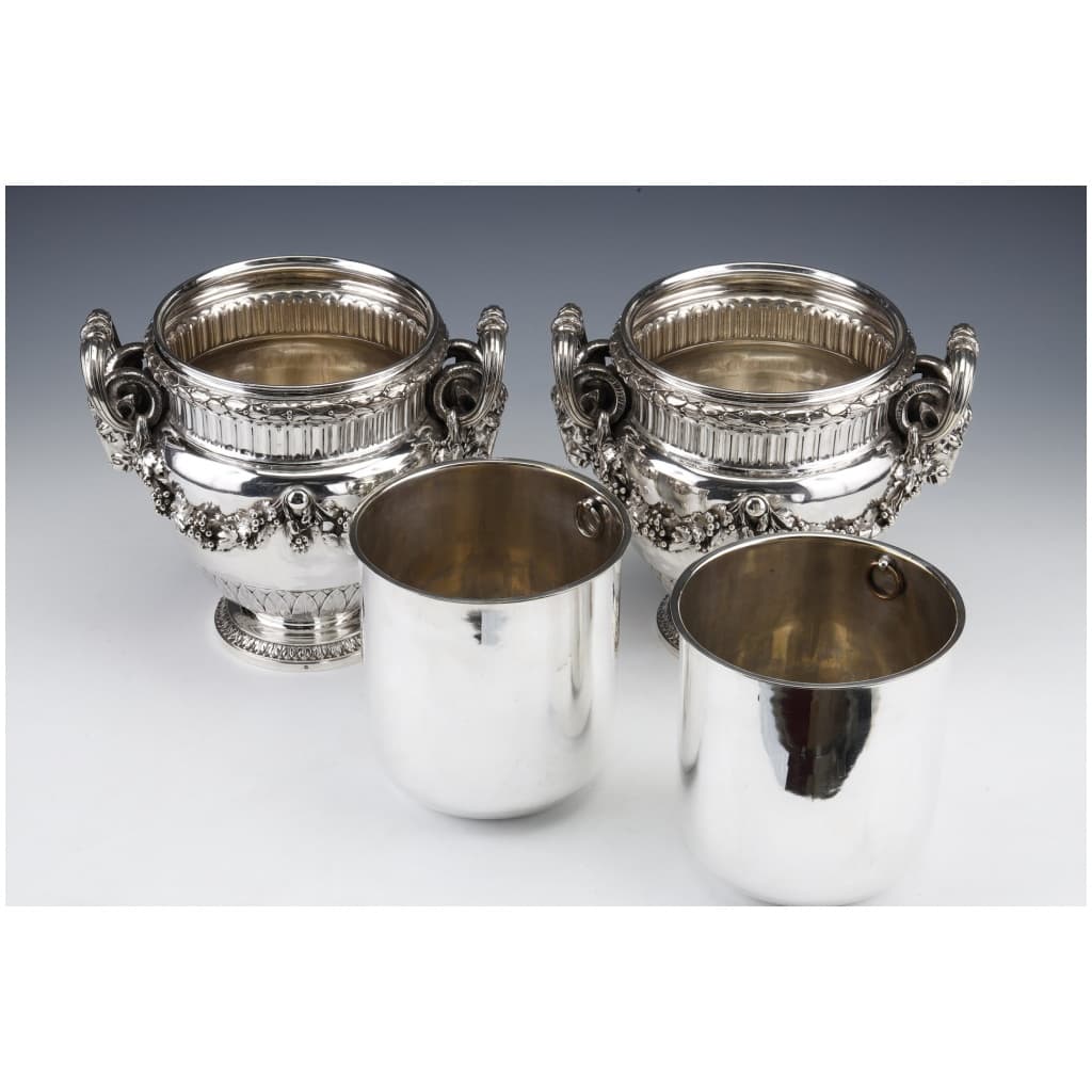 BOIN TABURET – PAIR OF LOUIS STERLING SILVER COOLERS XVI - XIXE21