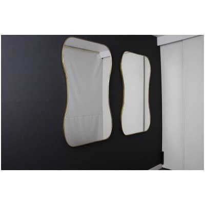 Pair of large modernist wall mirrors from the 1950s, Gio Ponti style