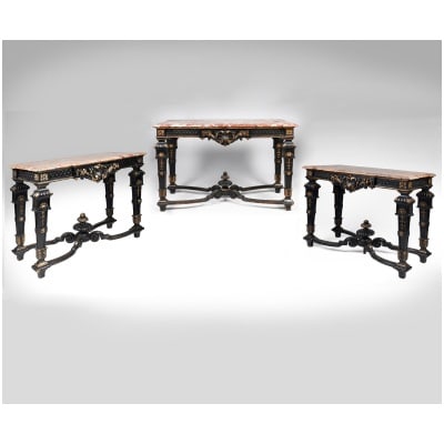 Console and pair of Louis XIV style consoles, XIXe 3