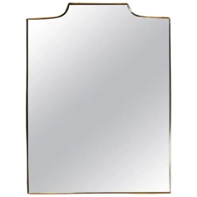 1950s modernist wall mirror in brass