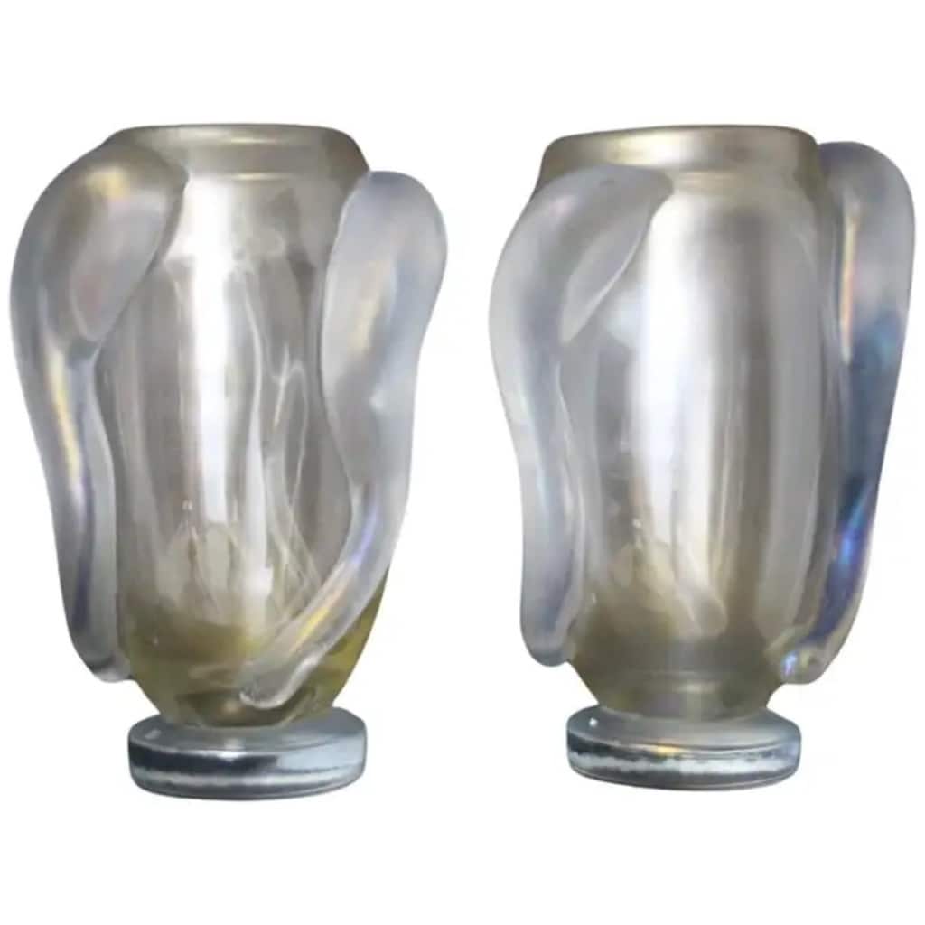 Pair of large vases in pearly, iridescent Murano glass by Costantini 3