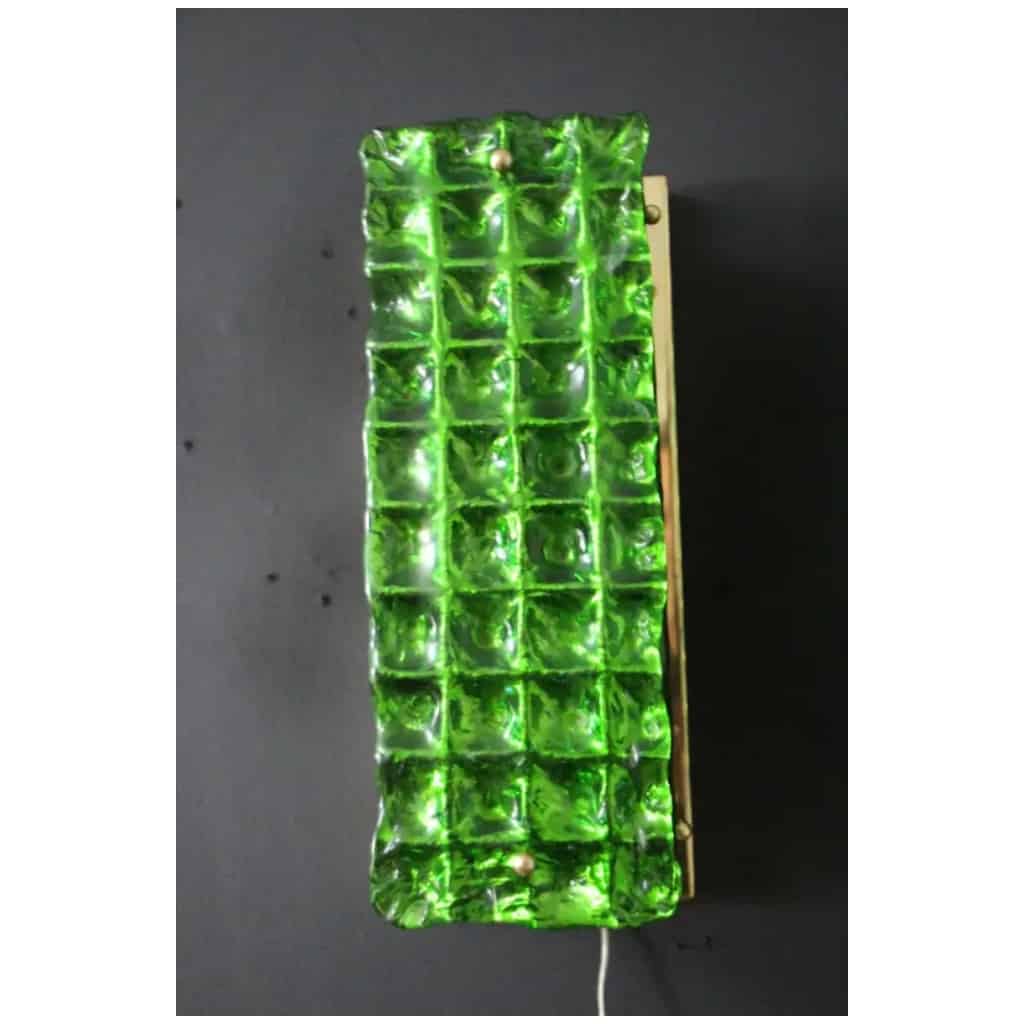 Paire d’appliques en verre de Murano ouvragé vert émeraude, style Mazzega 12