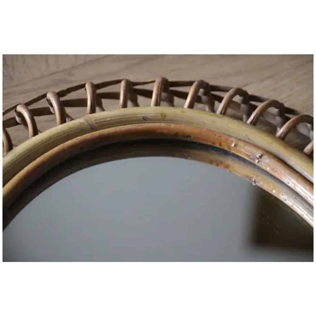 Miroir mural ovale en rotin et bambou des années 1960 par Franco Albini 12