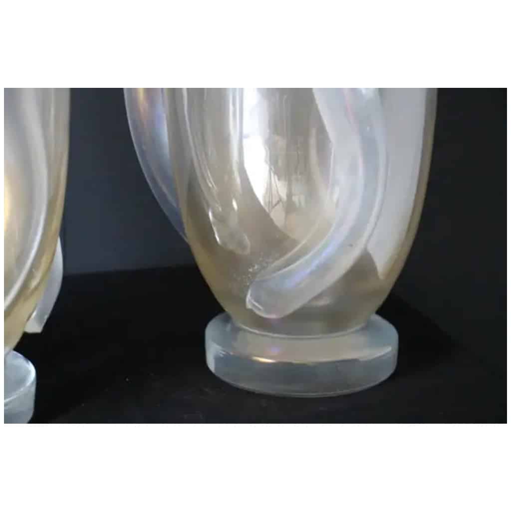 Paire de grands vases en verre de Murano nacré, irisé par Costantini 13