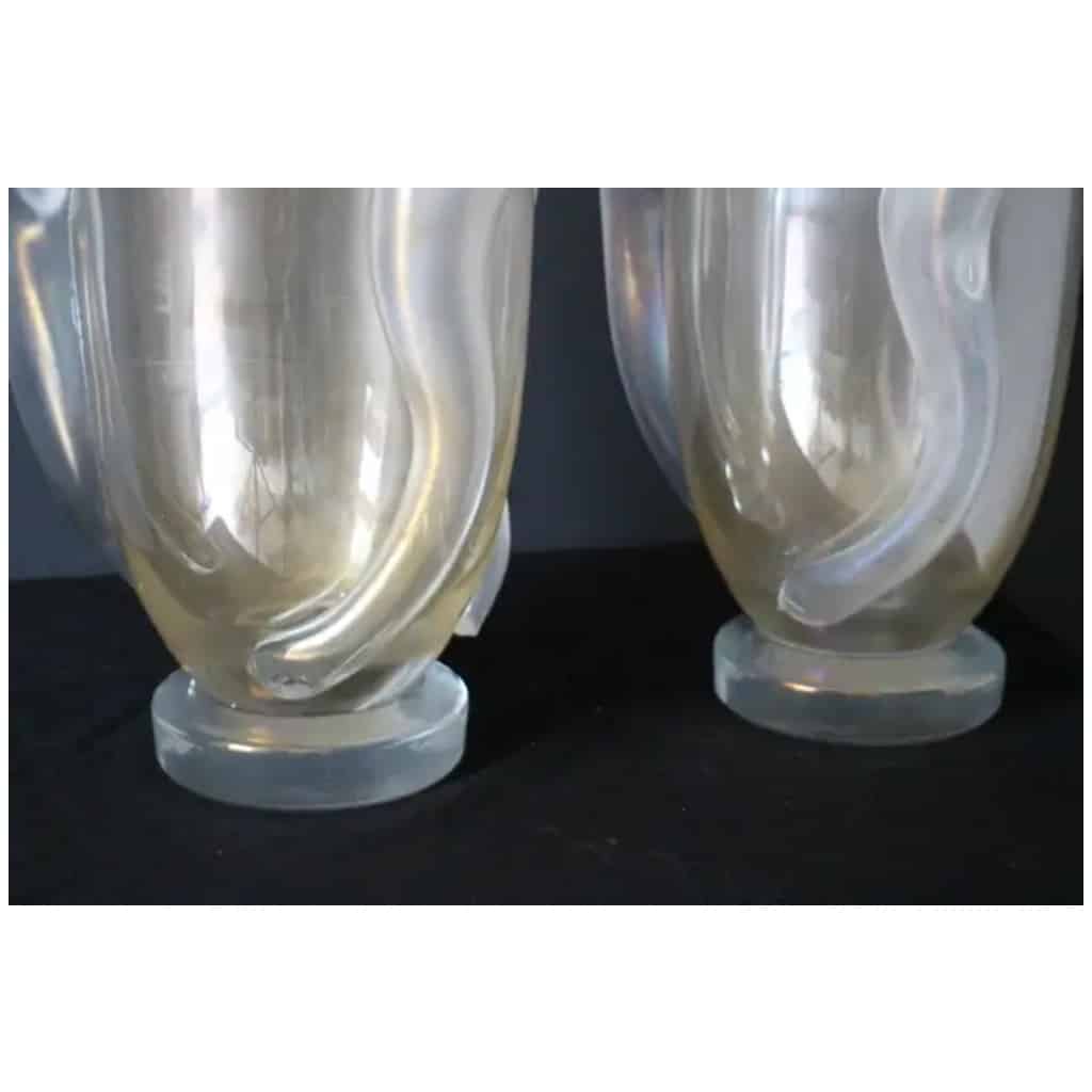 Paire de grands vases en verre de Murano nacré, irisé par Costantini 14