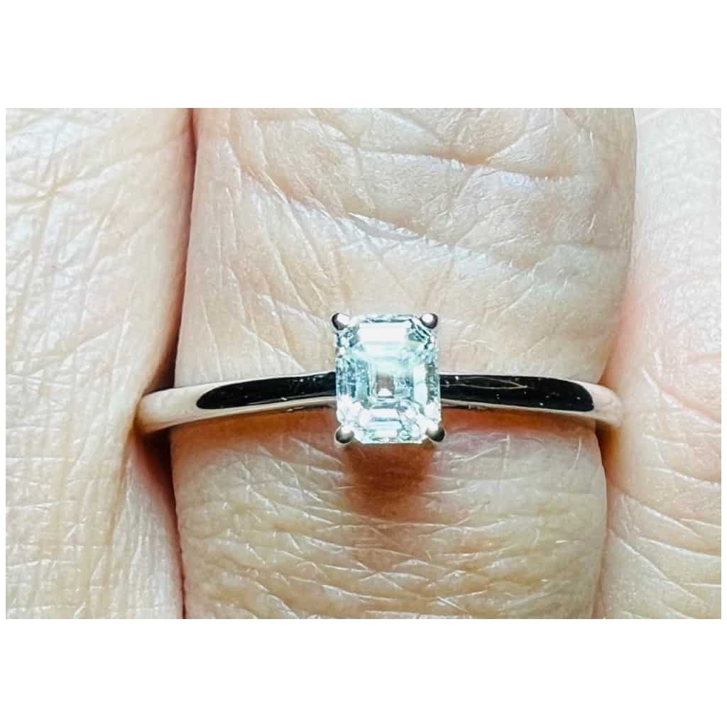 Bague Sertie Diamant Rectangle, Or 18 Carat 10