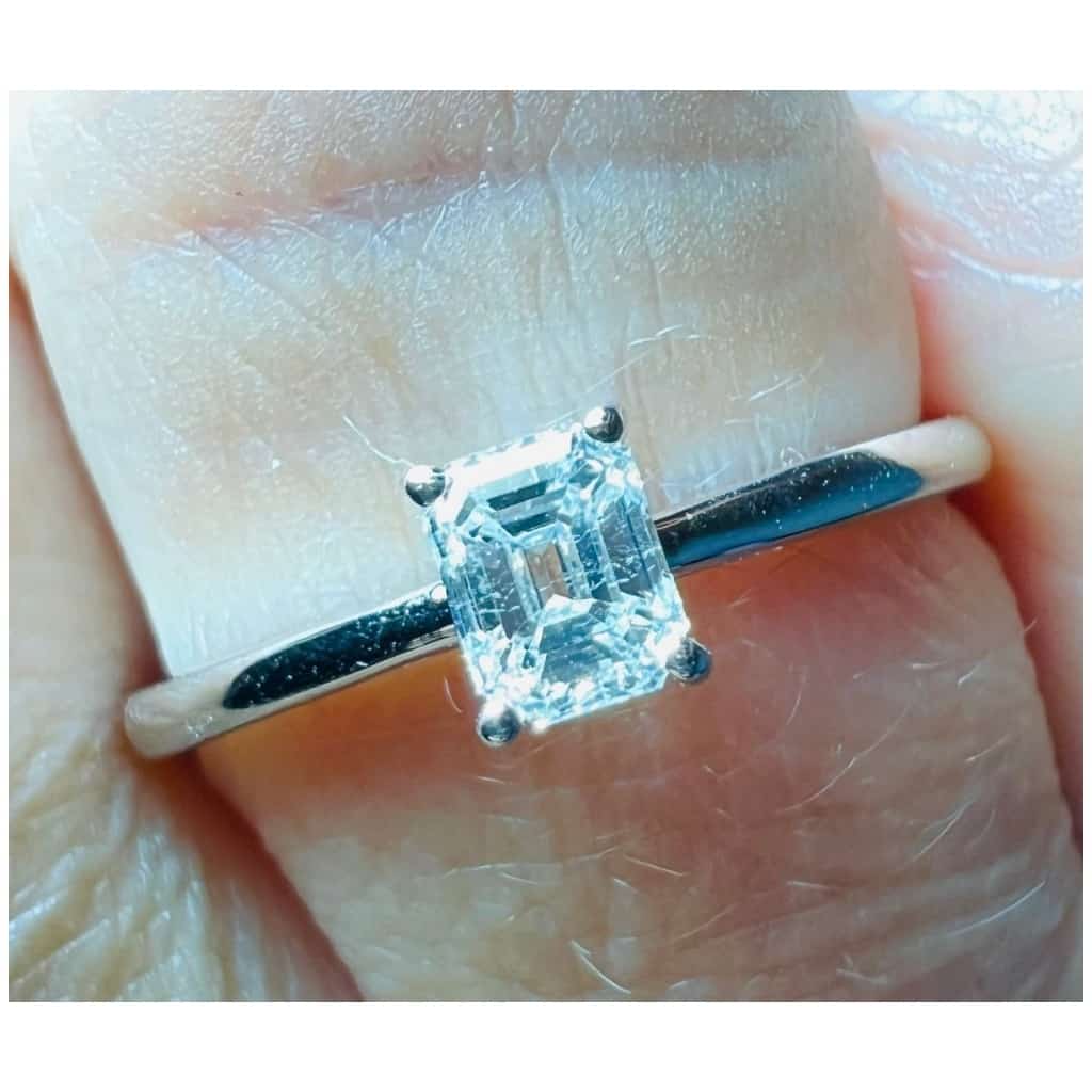 Bague Sertie Diamant Rectangle, Or 18 Carat 9