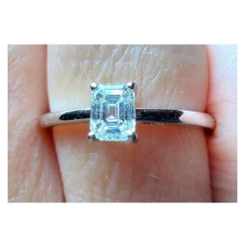 Bague Sertie Diamant Rectangle, Or 18 Carat 3