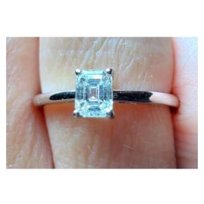 Bague Sertie Diamant Rectangle, Or 18 Carat